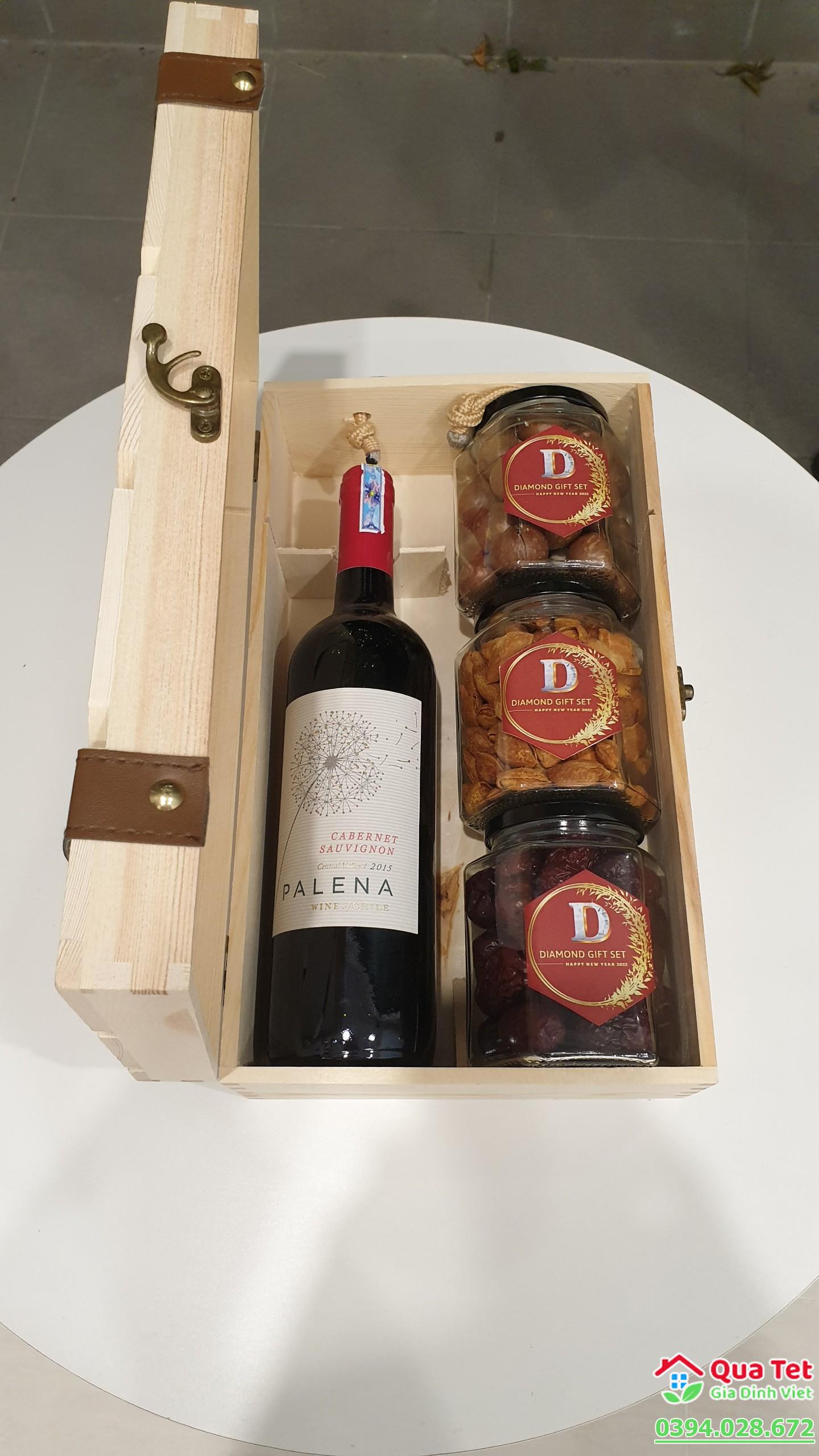 Hộp Quà Tết Đại Cát 2023 - Hộp Gỗ A & Vang Chile - ĐC1829