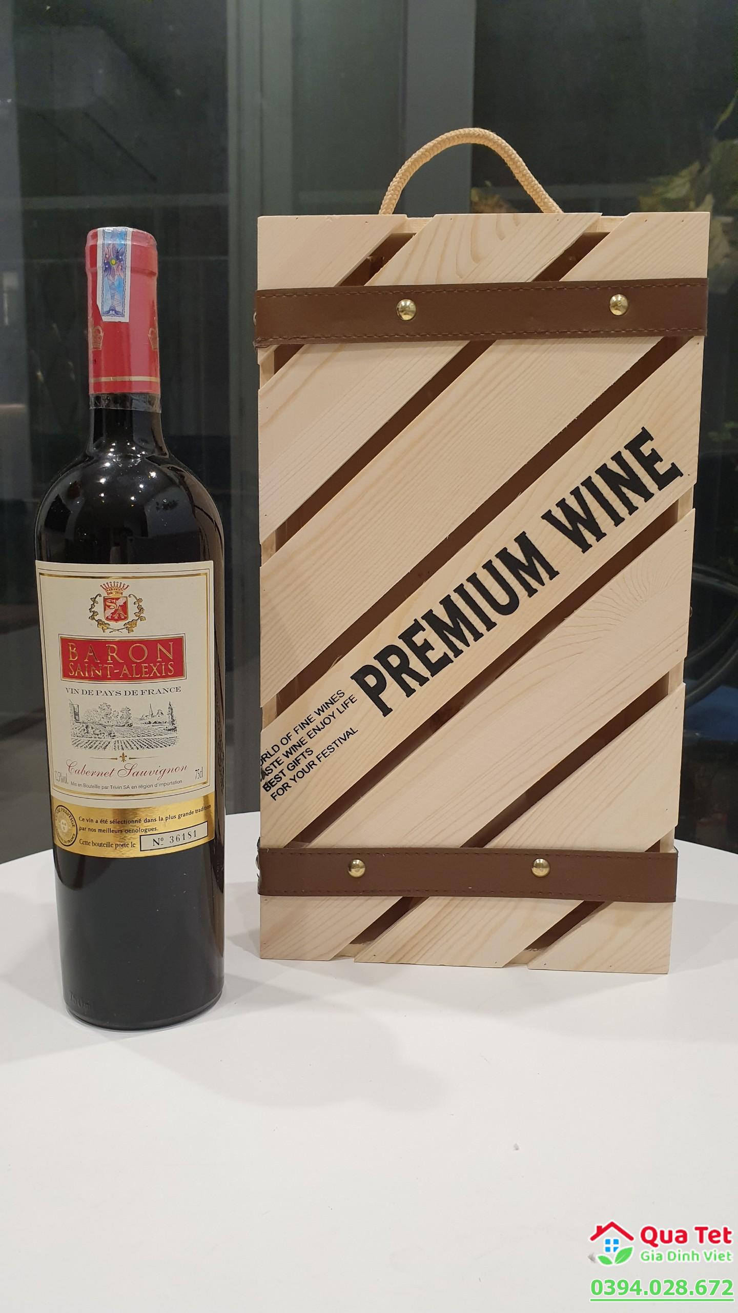 Hộp Quà Tết Đại Cát 2023 - Hộp Gỗ A & Vang Pháp - ĐC2886