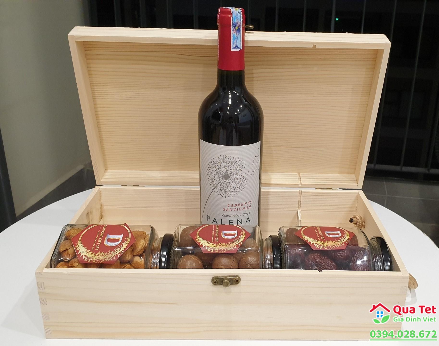 Hộp Quà Tết Đại Cát 2023 - Hộp Gỗ B & Vang Chile - ĐC1102