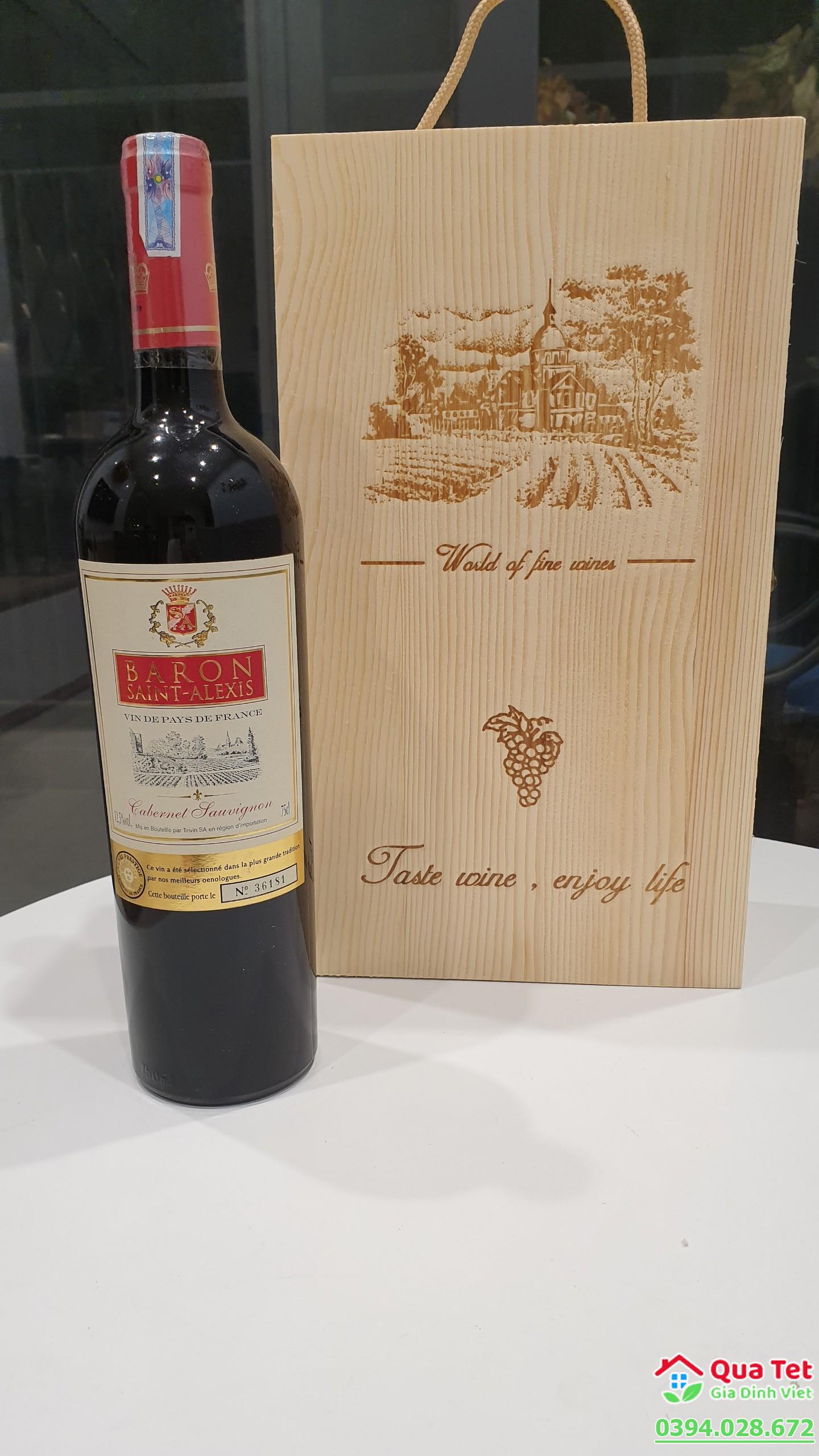 Hộp Quà Tết Đại Cát 2023 - Hộp Gỗ B & Vang Pháp - ĐC1404